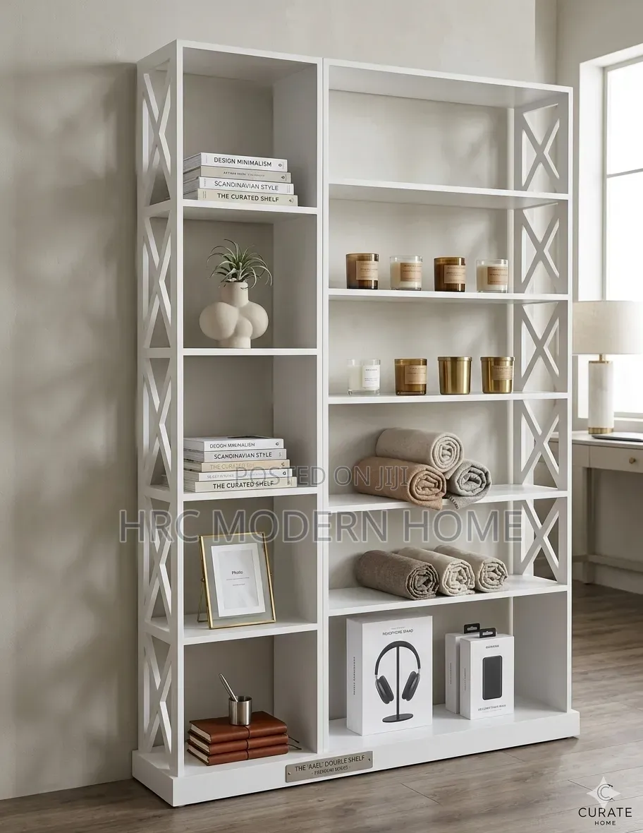 Modern Minimalist White Bookshelf / Display Rack