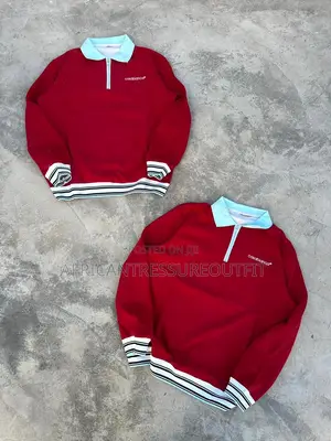 Casablanca Embroidered Half-Zip Long Sleeve Polo Shirts