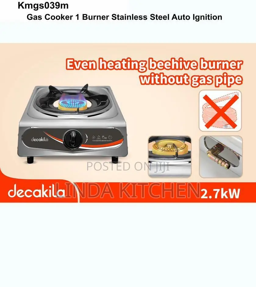 Decakila 1 Burner Stainless Steel Auto Ignition