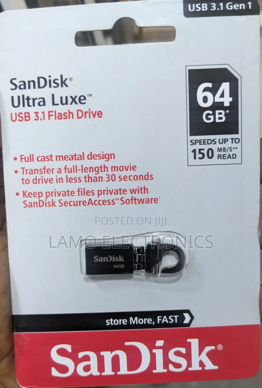 Sandisk 64gb Ultra Luxe Usb 3.1 Flash Drive Read Speed 150mbps