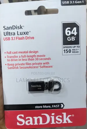 Sandisk 64gb Ultra Luxe Usb 3.1 Flash Drive Read Speed 150mbps