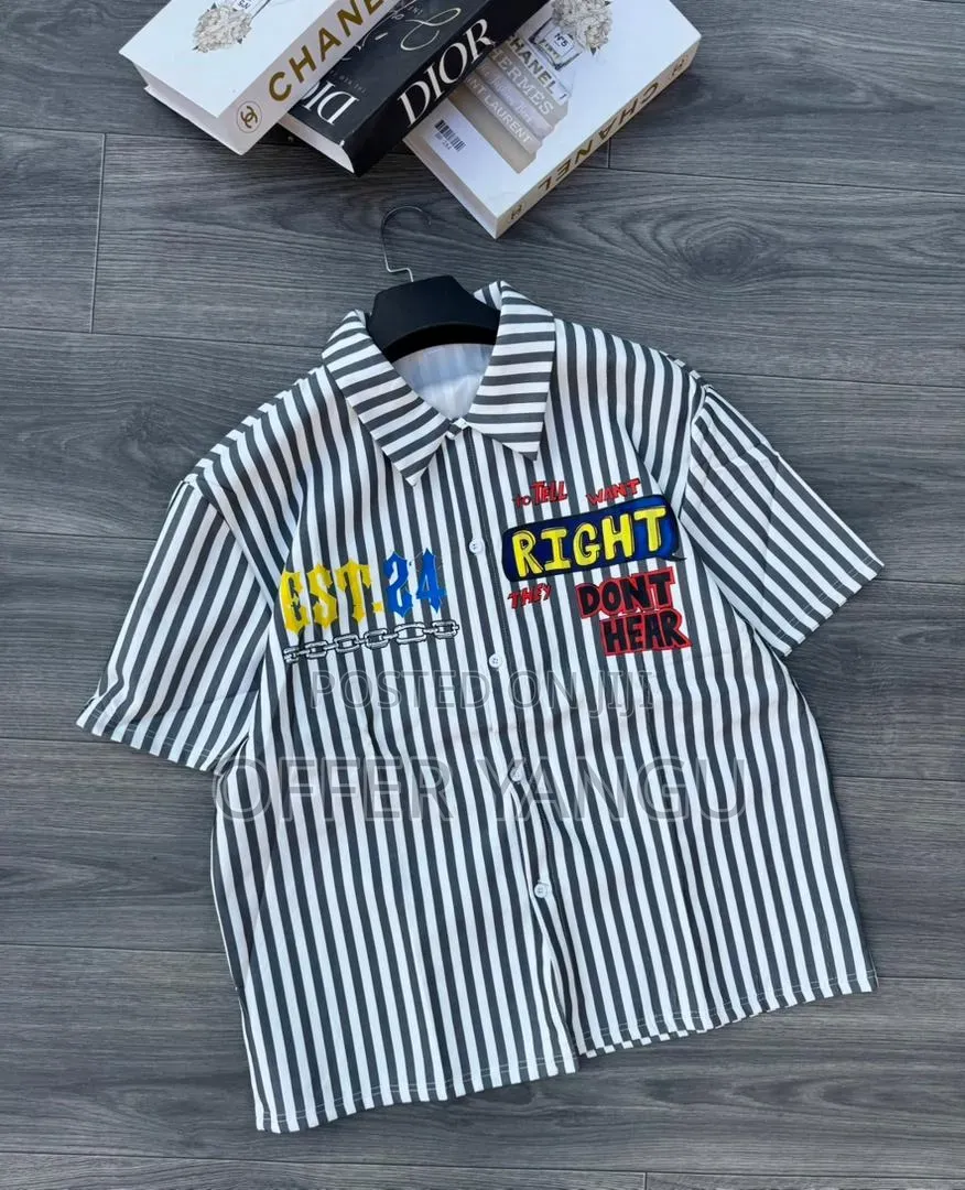 Unisex Shirts Striped Button-Up