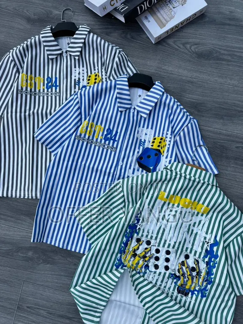Unisex Shirts Striped Button-Up