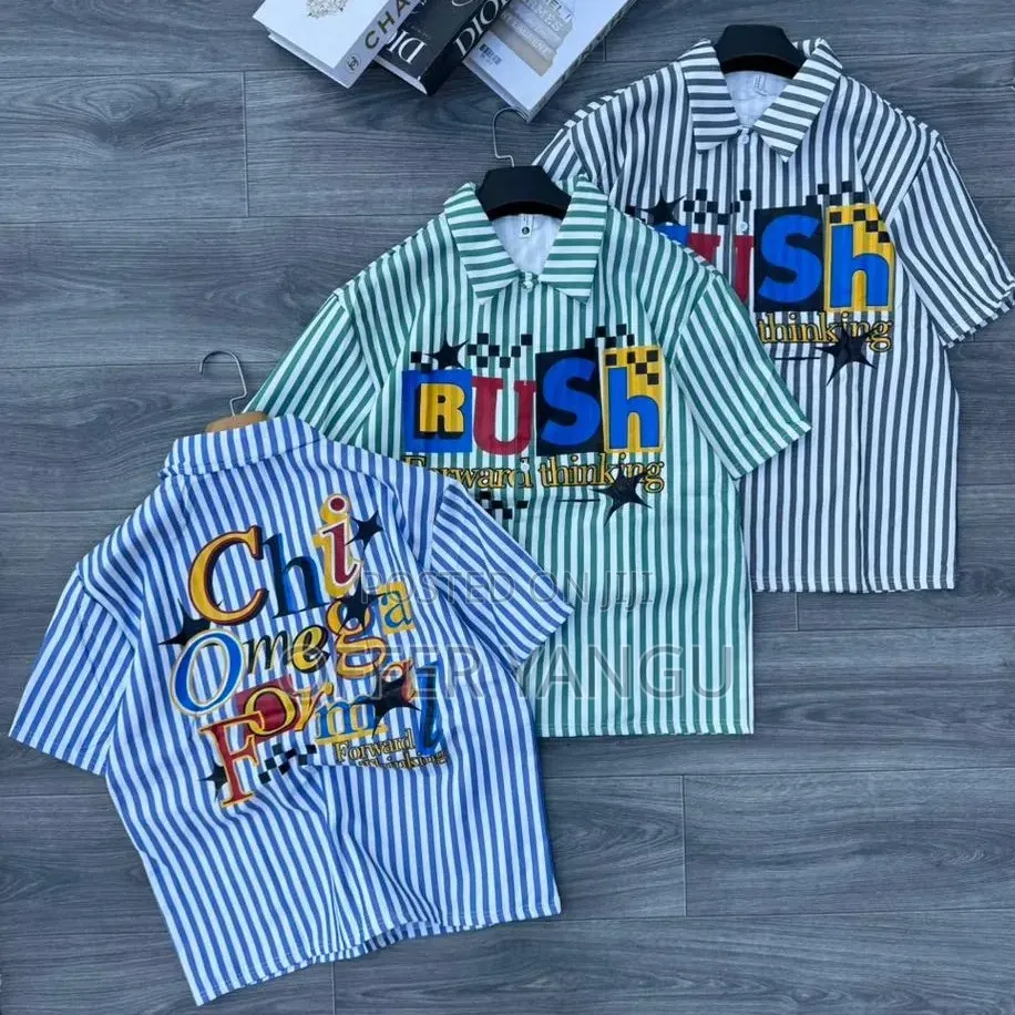 Unisex Shirts Striped Button-Up