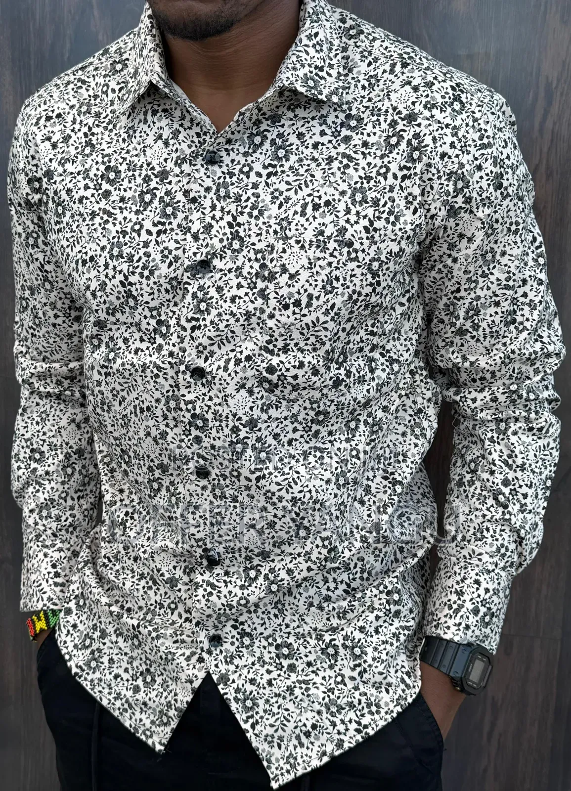 Floral Pattern Men Long Sleeve Shirts