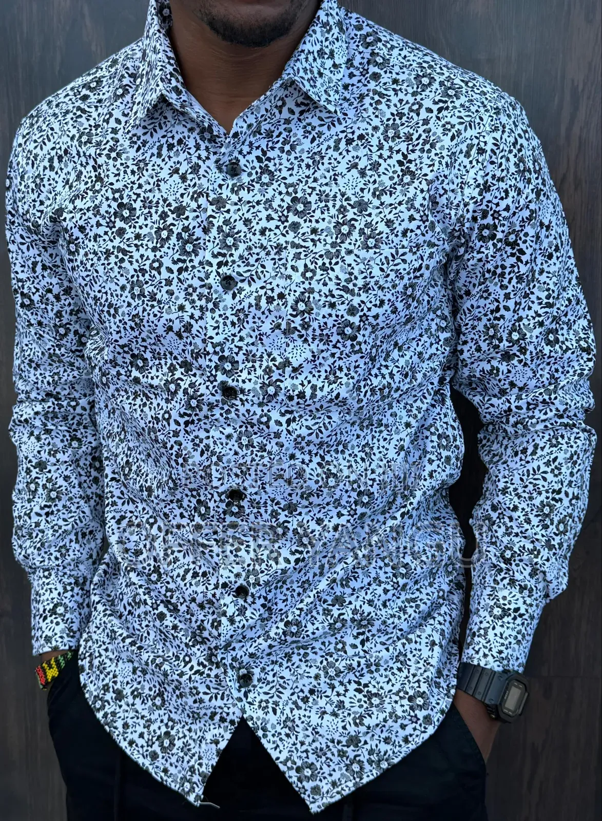 Floral Pattern Men Long Sleeve Shirts