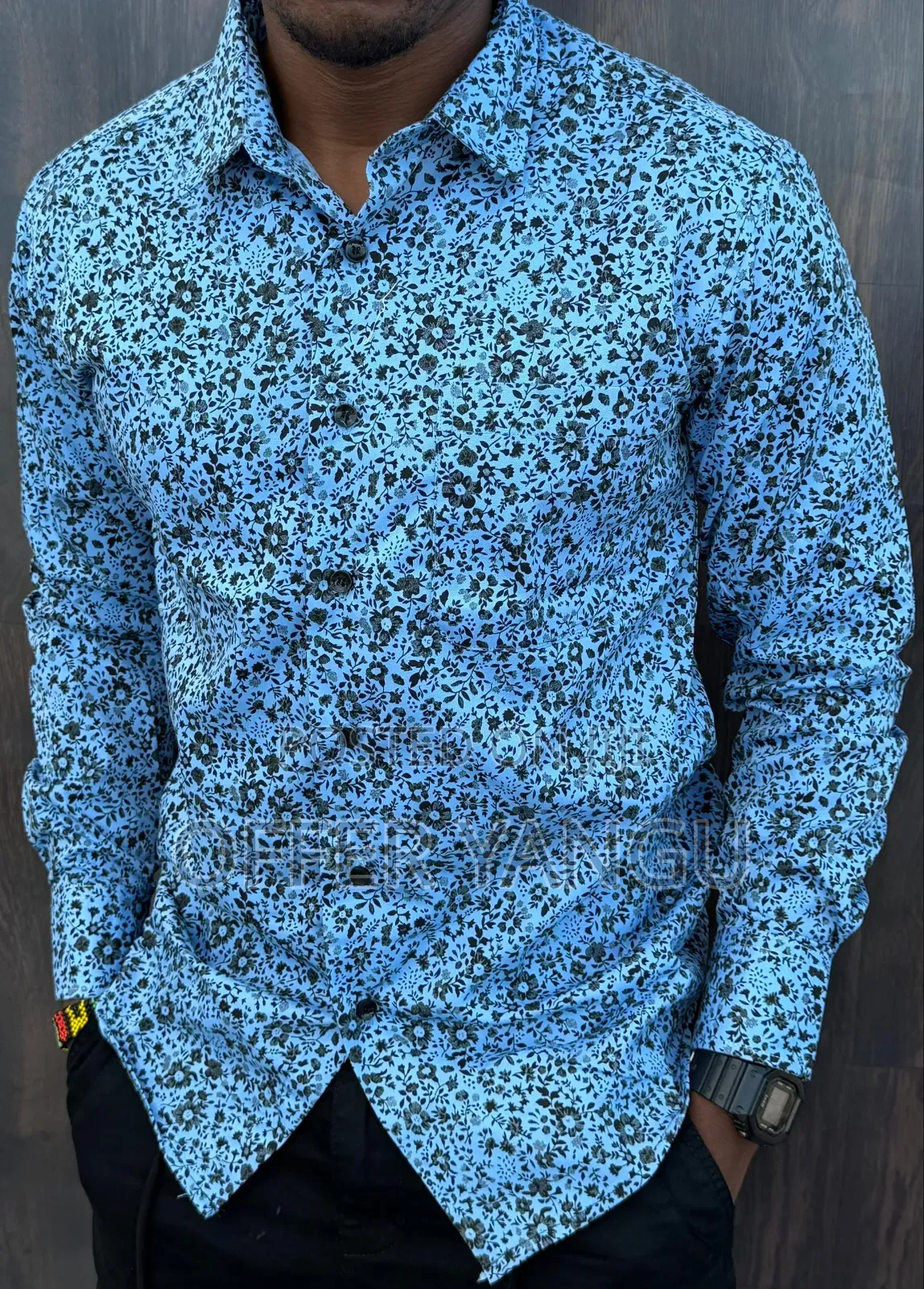 Floral Pattern Men Long Sleeve Shirts