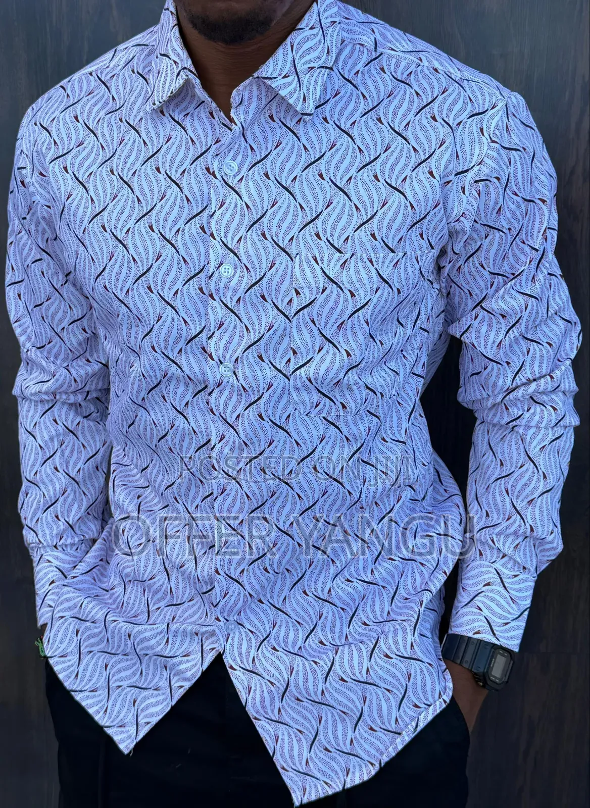 Floral Pattern Men Long Sleeve Shirts