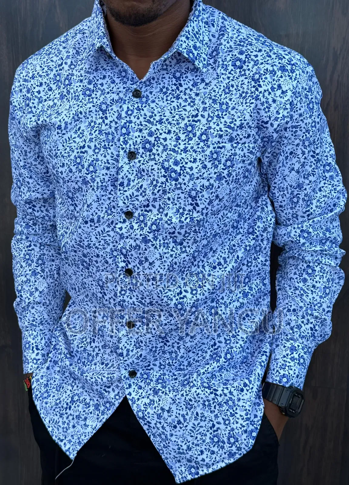 Floral Pattern Men Long Sleeve Shirts