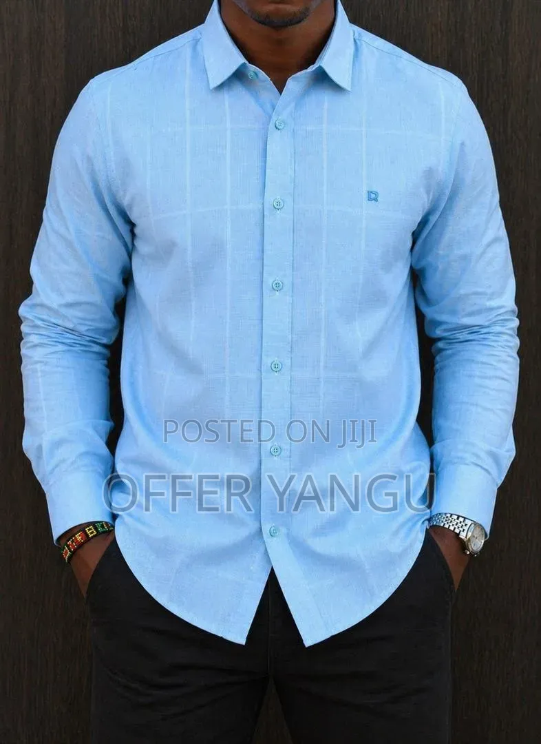 Men's Light Blue Windowpane Shirt