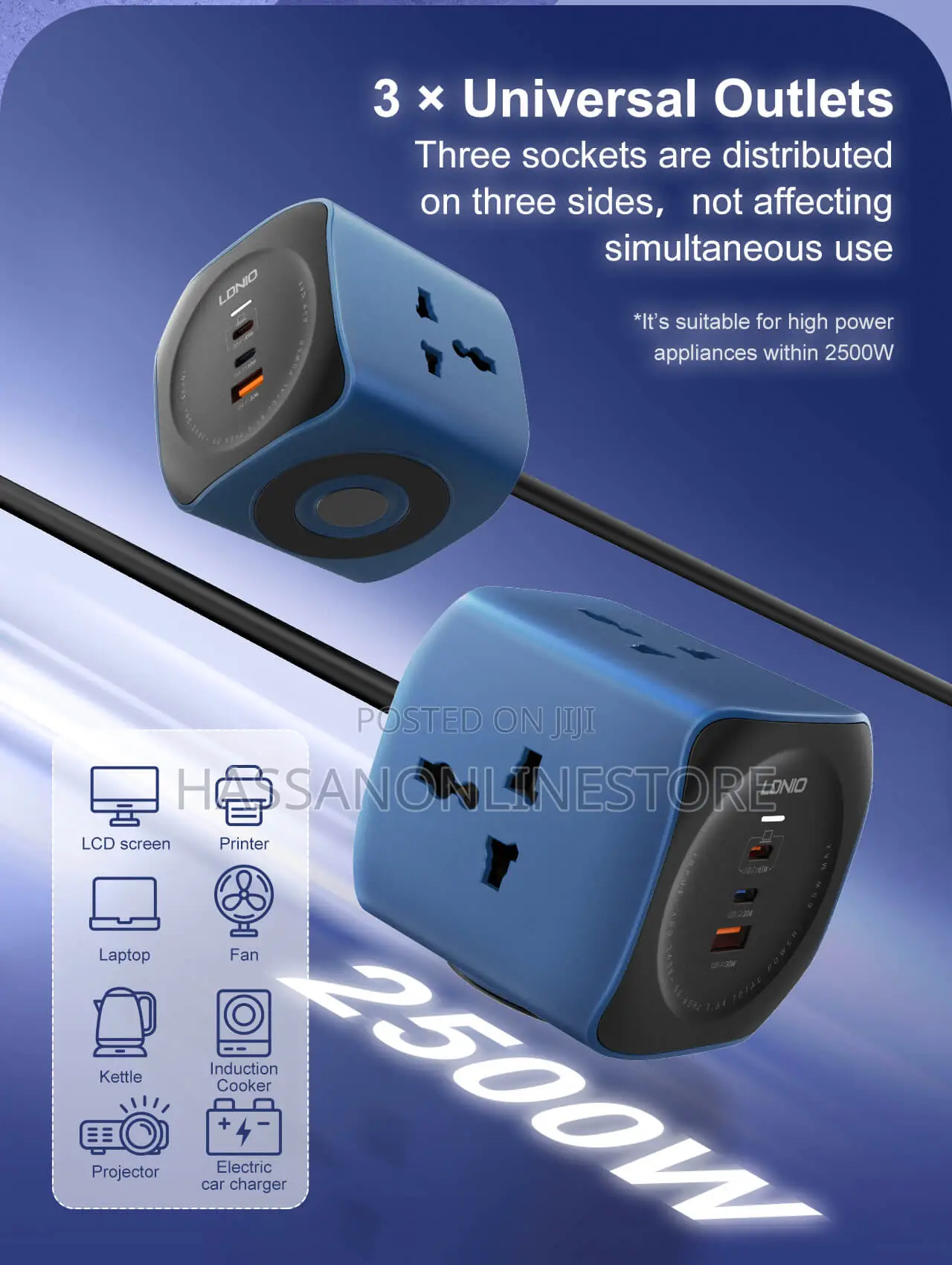 Ldnio Sc3319 6 in 1 Power Socket Adapter Desktop Charger