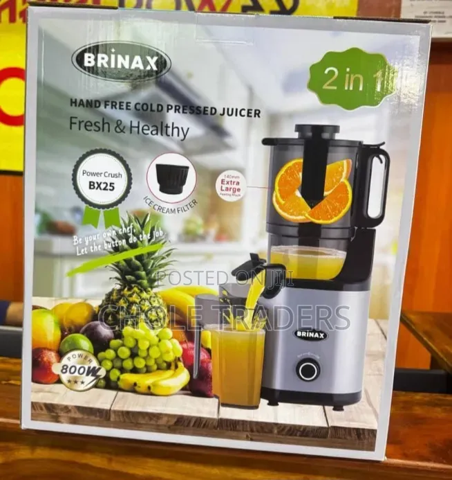 2 in 1 Brinax Hand Free Cold Pressed Juicer (800w)
