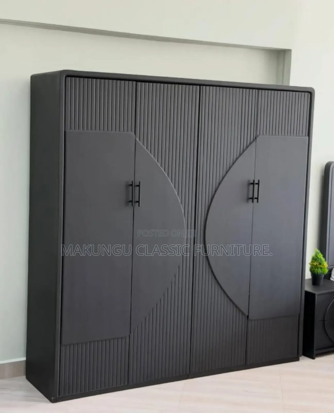 Simple and Classic Wardrobe Multi Black Color With Four Doors