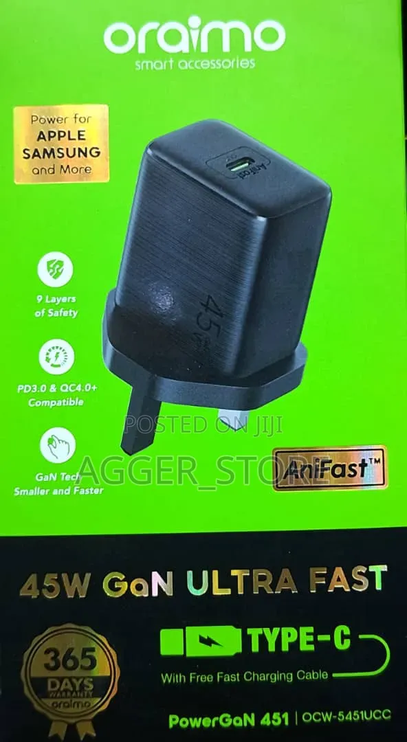 Oraimo Powergan 451 45w Ultra-Fast Wall Charger