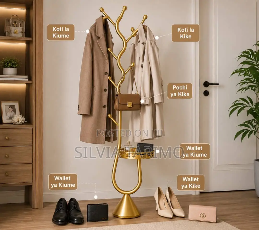 Luxury Gold Coat Bag Stand Rack – Modern Home Organizer