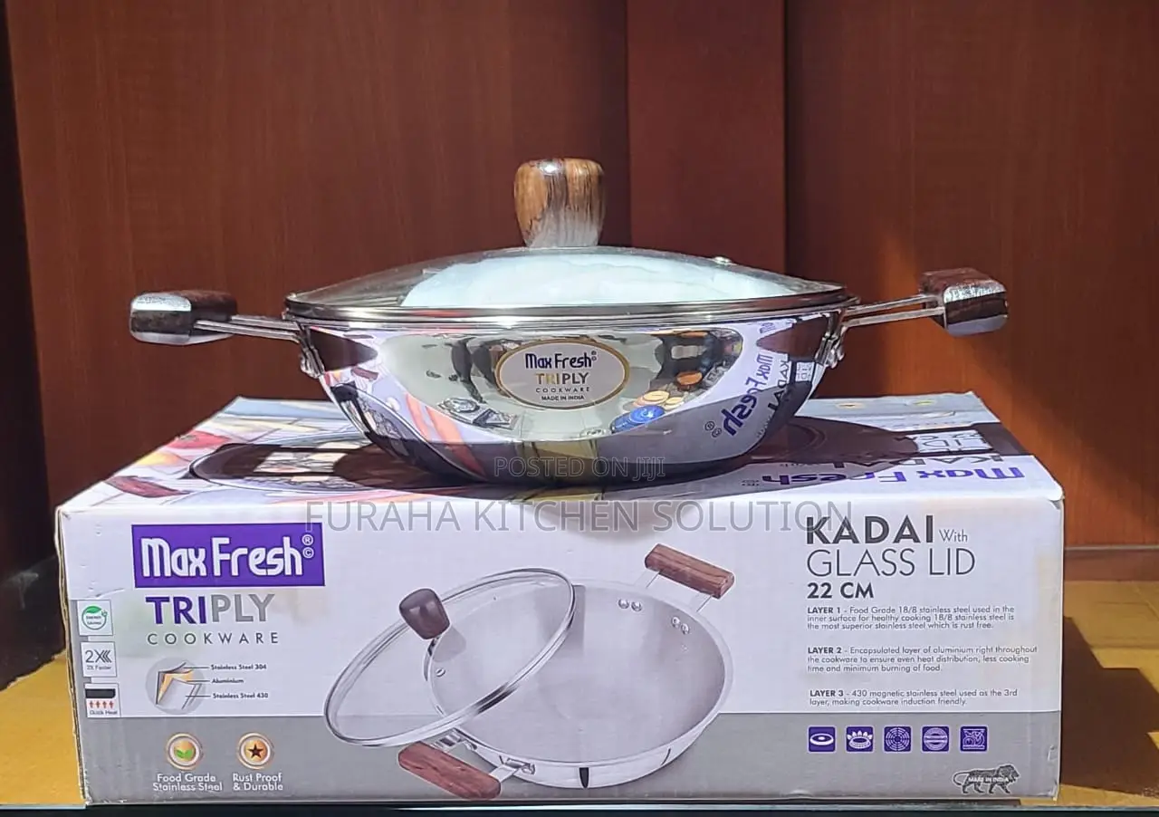 Stainless Steel Karai With Glass Lid