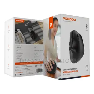 Porodo Vertical 4000 Dpi Wireless Mouse - Black
