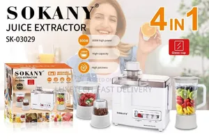 Sokany 4-in-1 Juice Extractor - (Blender, Grinder, Mincer - 800w 1.5l)