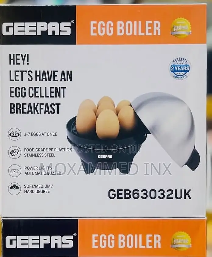 Geepas Geb63032uk Egg Boilerfeatures a Stainless Steel Lid and a 7-