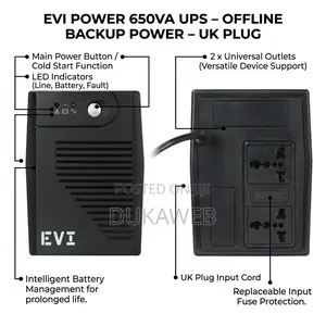 Evi Power 650va Ups – Offline Backup – Uk Plug