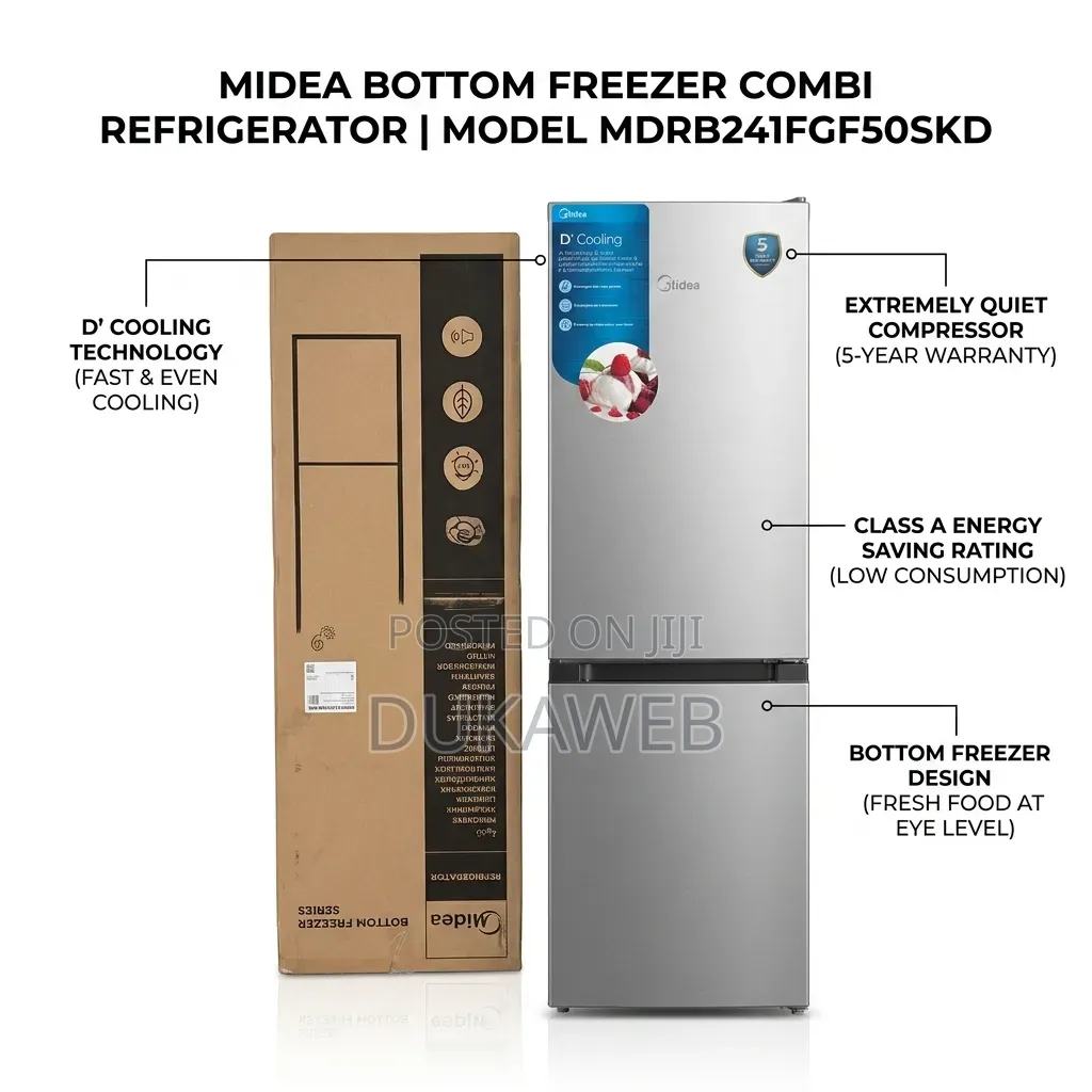Midea Bottom Freezer Combi Refrigerator Mdrb241fgf50skd