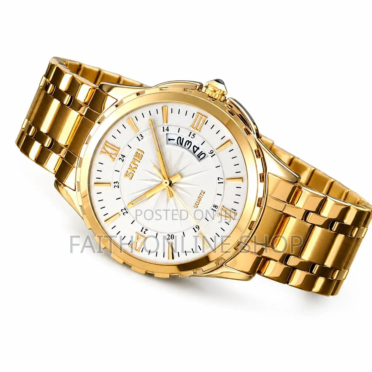 Skmei 9069 Quartz Wrist Watch Luxury Gold Stainless Steel