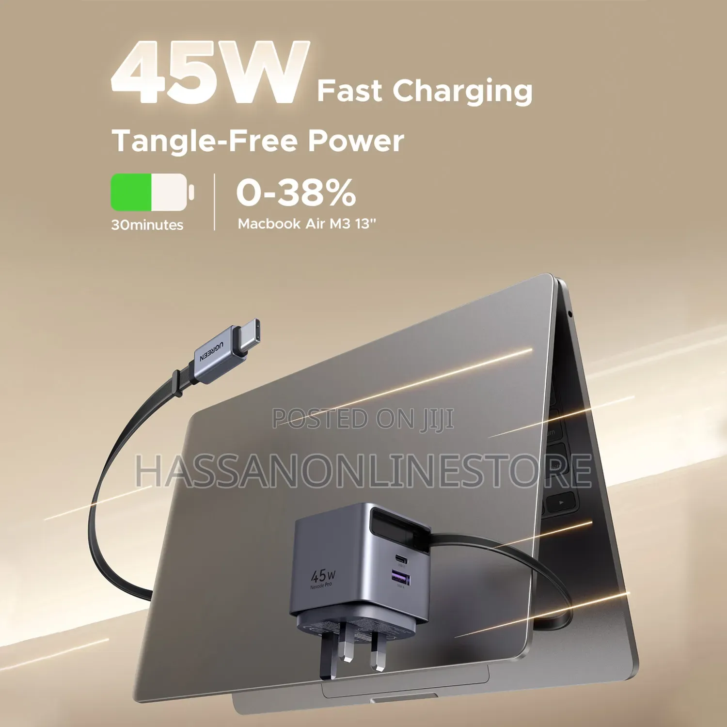 Ugreen 45w Nexode Pro Gan Fast Charger With Retractable Cable
