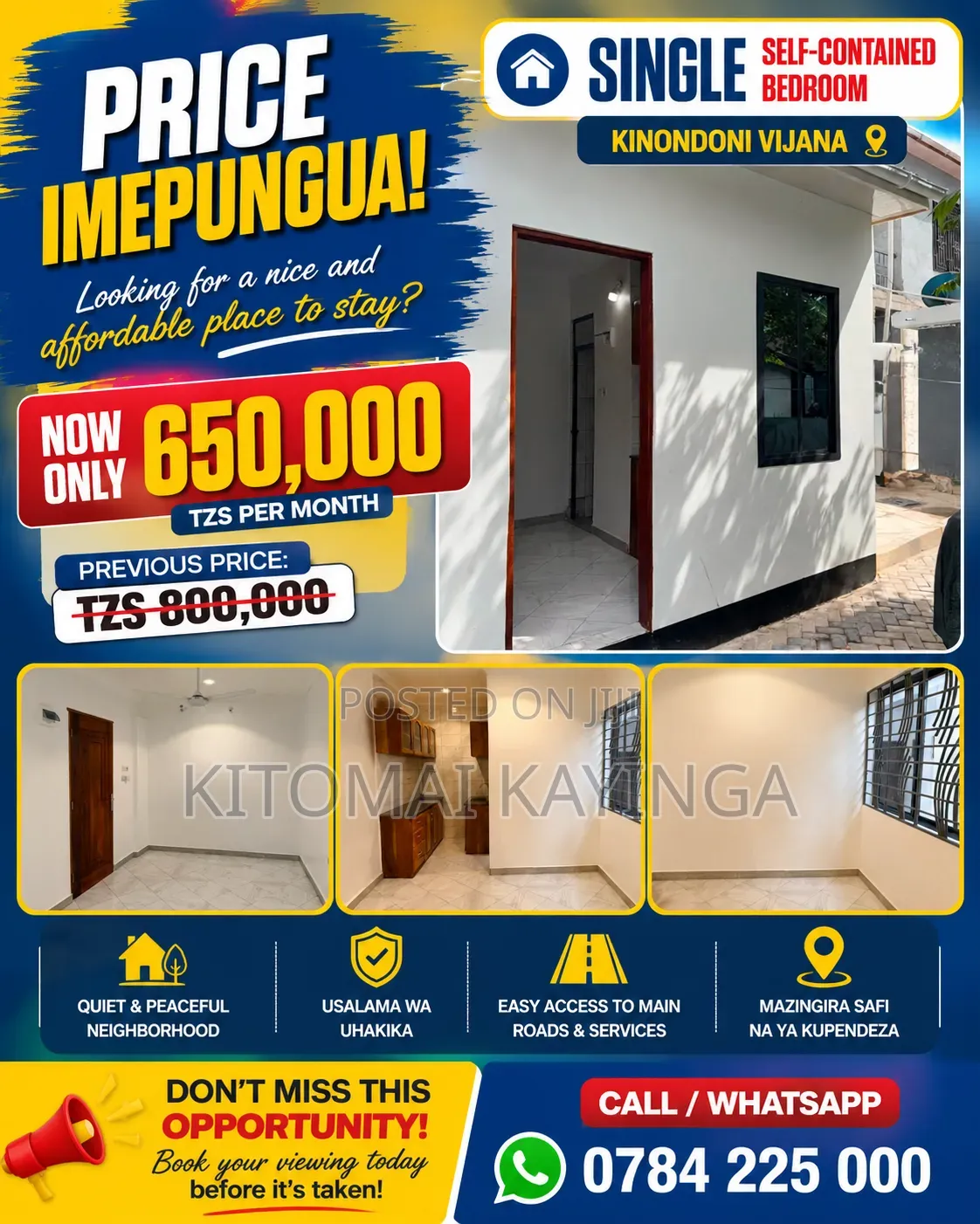 Studio Apartment in Kinondoni for rent
