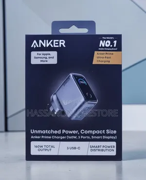 Anker Prime Charger (160w, 3 Ports, Smart Display) + Free Cable