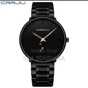 Crrju Classic Watch Black and Gold