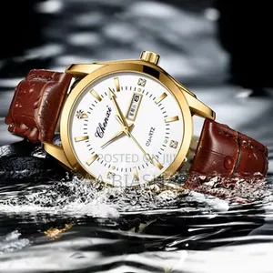 New Chenxi 2024 Classic Watch Brown Leather Belt and Gold White Case