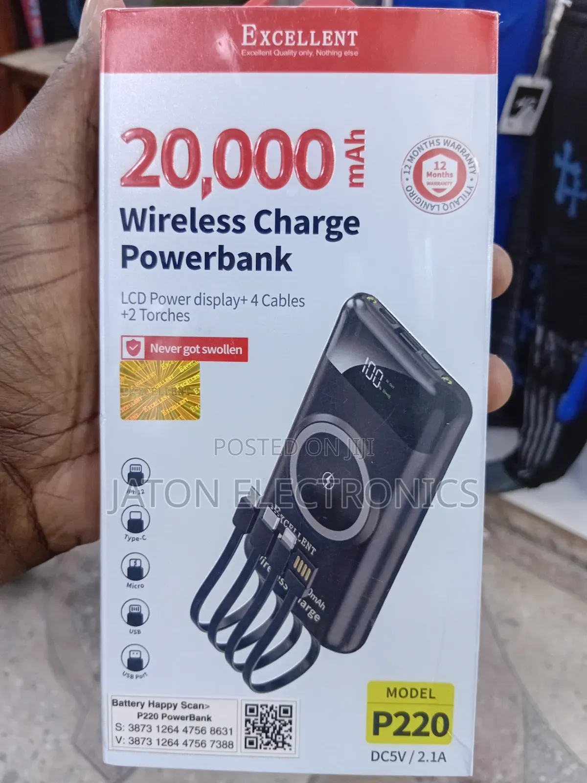 Excellent Wireless Charge Powerbank With 4 Pots 20000mah