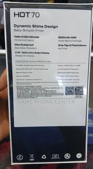 New Infinix Hot 70 128 GB Black