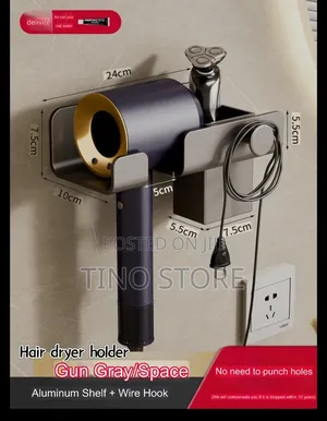Wall Mounted Hair Dryer Holder and Organizer