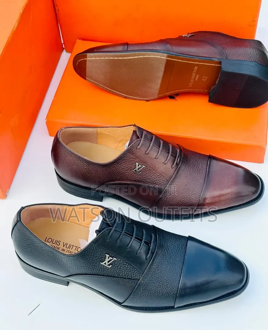 Men's Leather Shoes or Mocca Lv or Louis Vuitton Smartly Branded