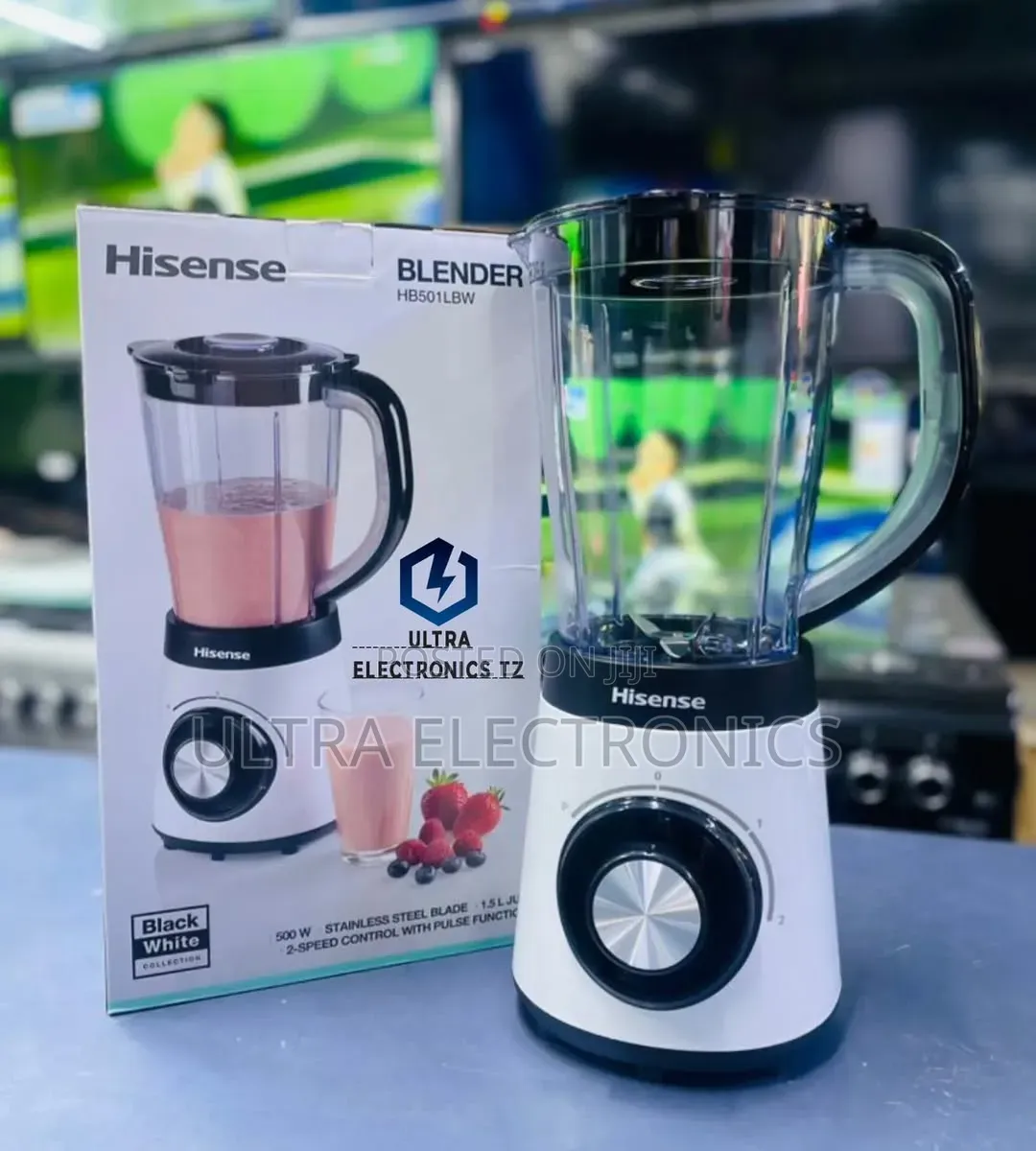 Hisense Blender Yenye Nguvu 500w With Stainless Steel Blades and 1.5l