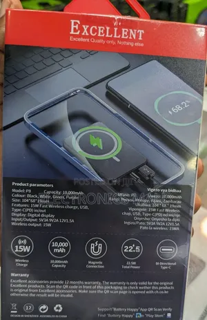 Excellent P8 22.5w Pd Charge 15w Wireless Charge Power Bank