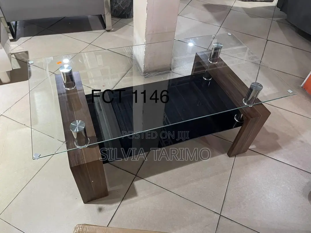 Modern Black Glass Coffee Table – Elegant Living Room Center Table