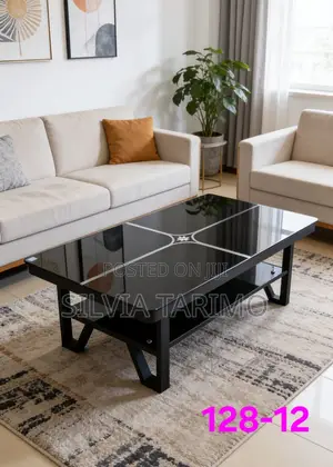 Modern Black Glass Coffee Table – Elegant Living Room Center Table