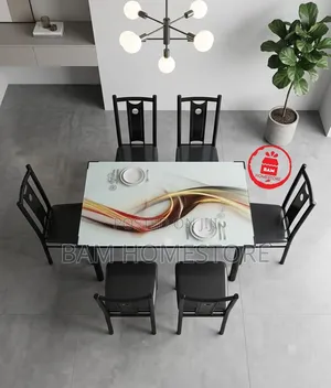 Modern Glass Dining Table Set - Meza Ya Chakula Ya Kisasa(4 6 People)