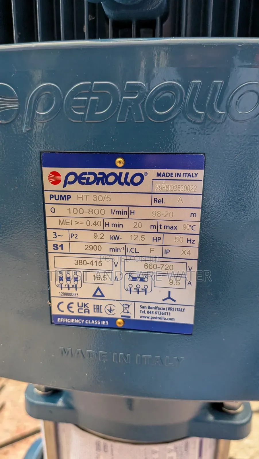 Pedrollo Multistage Pump 12.5hp (Ht 30/5)
