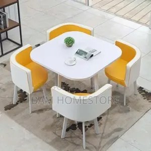 Modern Dining Set – Table 4 Chairs (Marble Design) | Meza Ya Kisasa