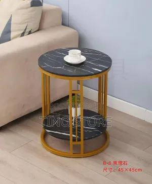 B-8 Black Marble Side Table