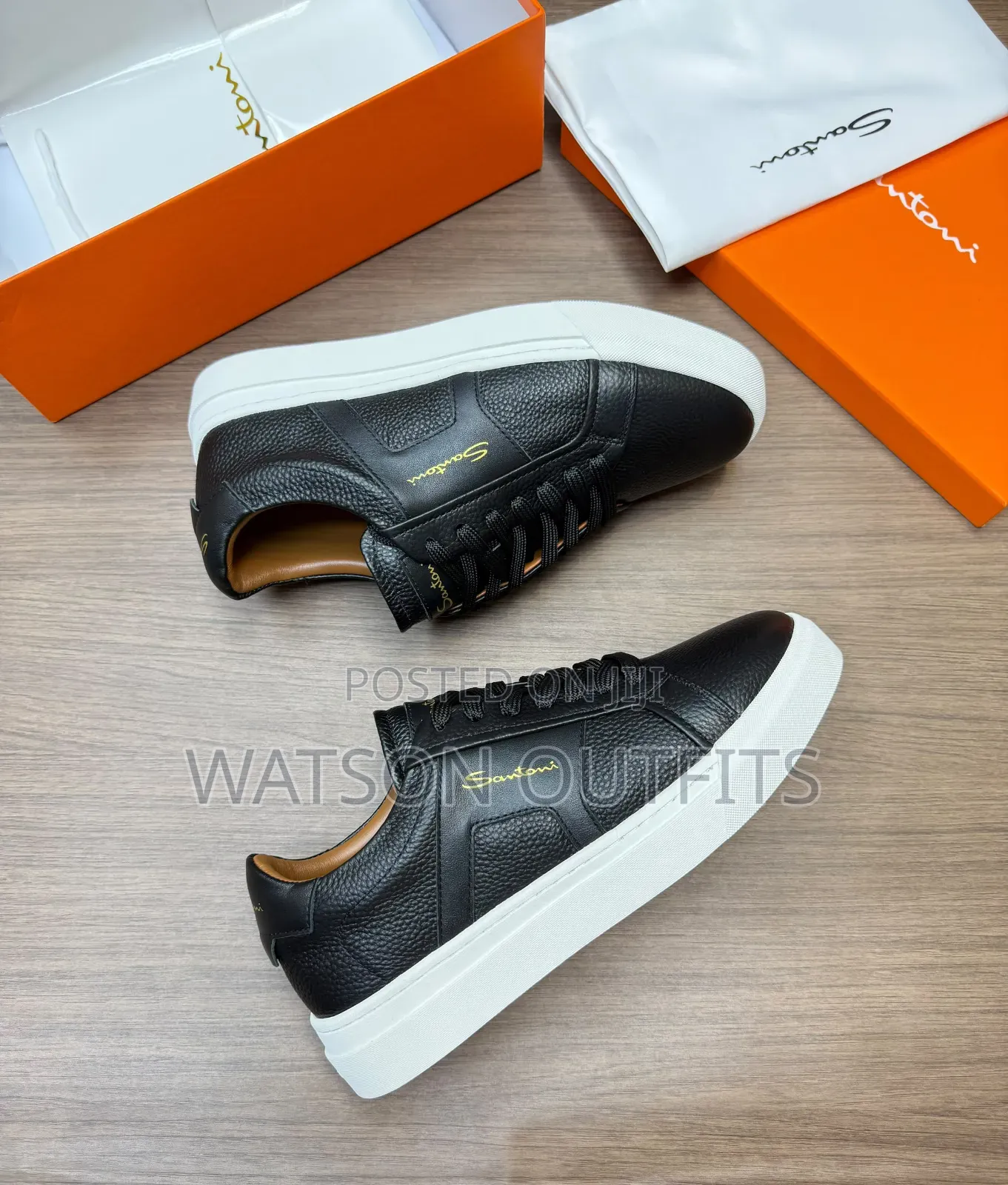 Men's Leather Shoes Santoni Brand Materials Quality and Original