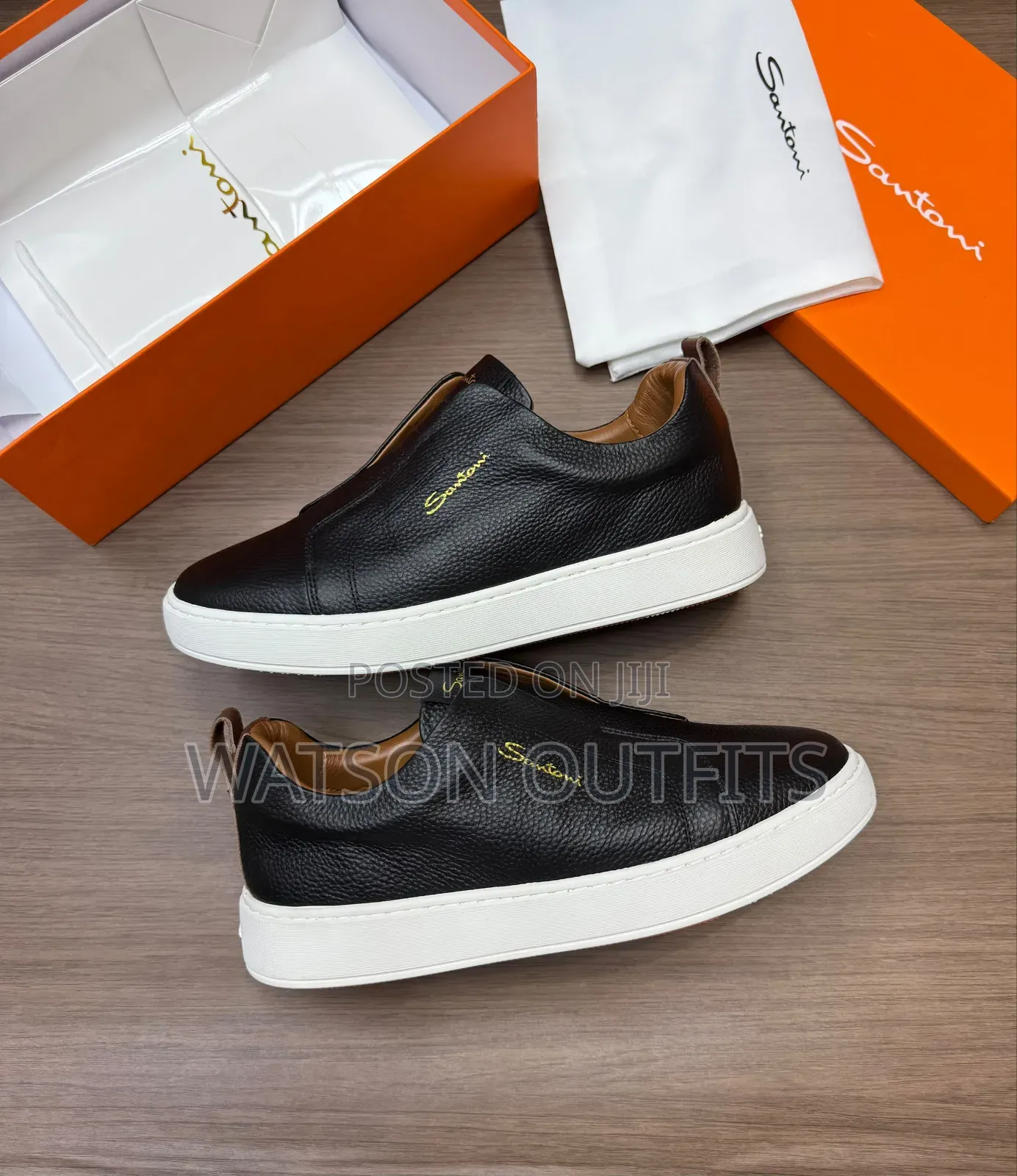 Men's Leather Shoes Santoni Brand Materials Quality and Original