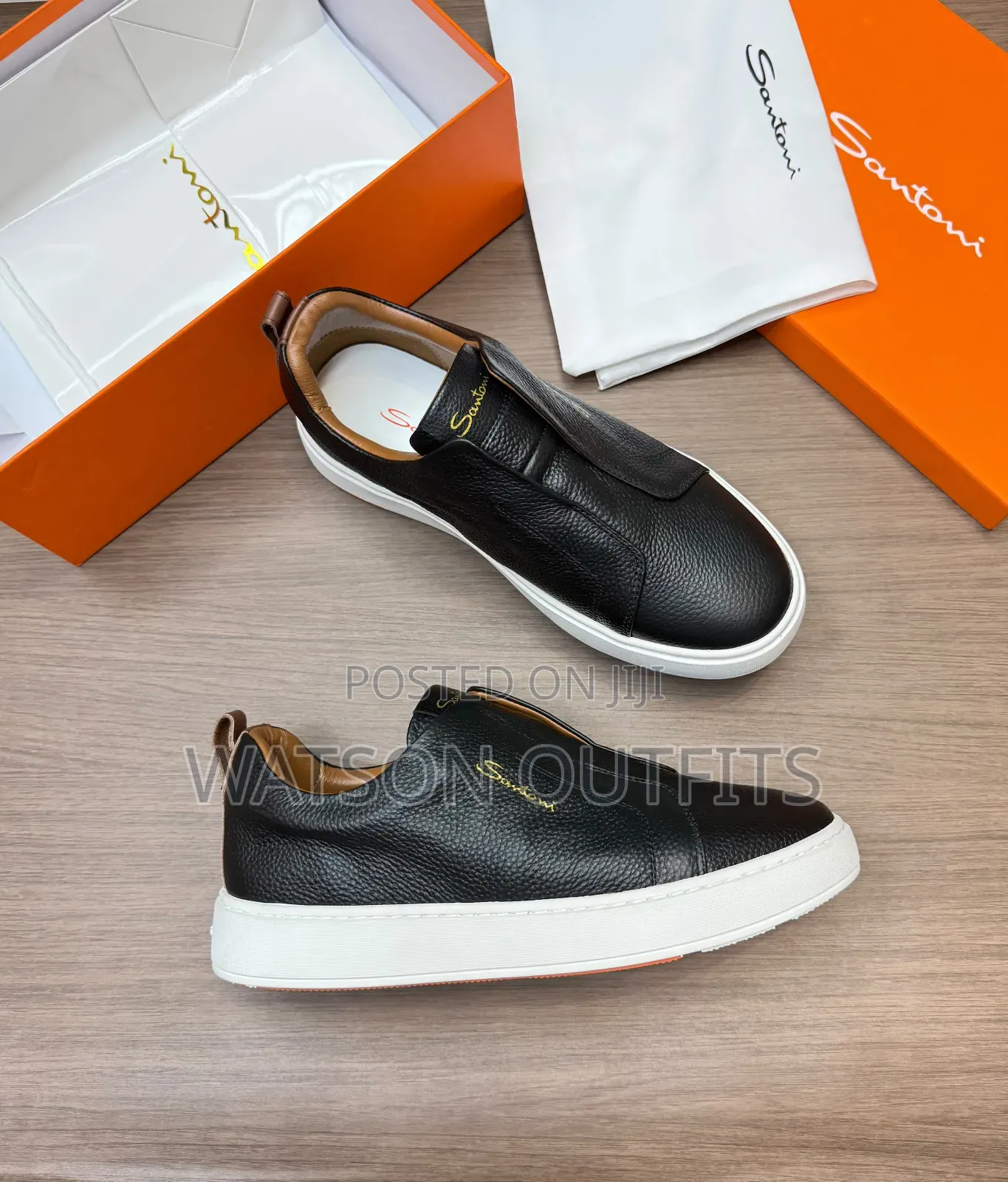 Men's Leather Shoes Santoni Brand Materials Quality and Original