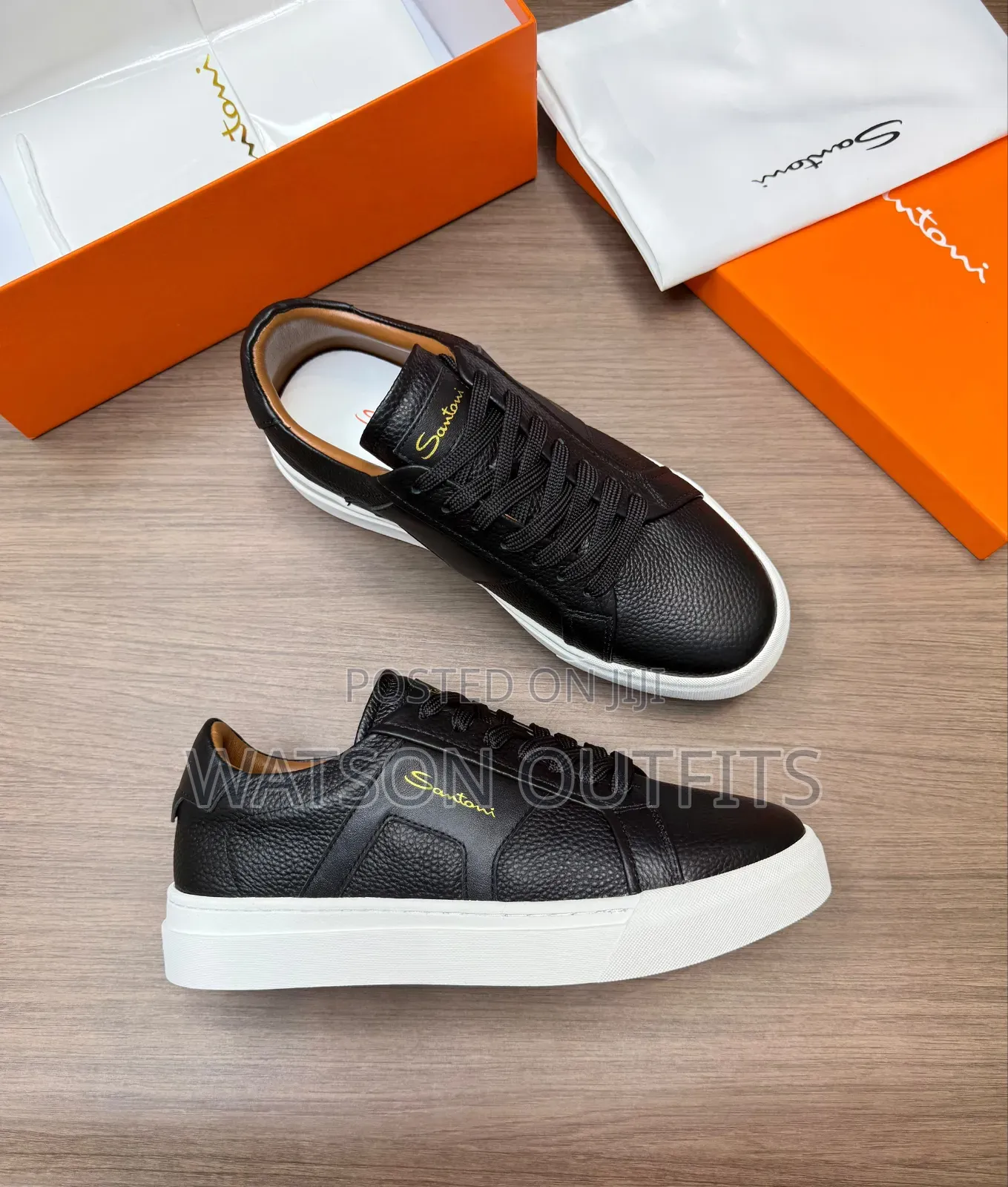 Men's Leather Shoes Santoni Brand Materials Quality and Original