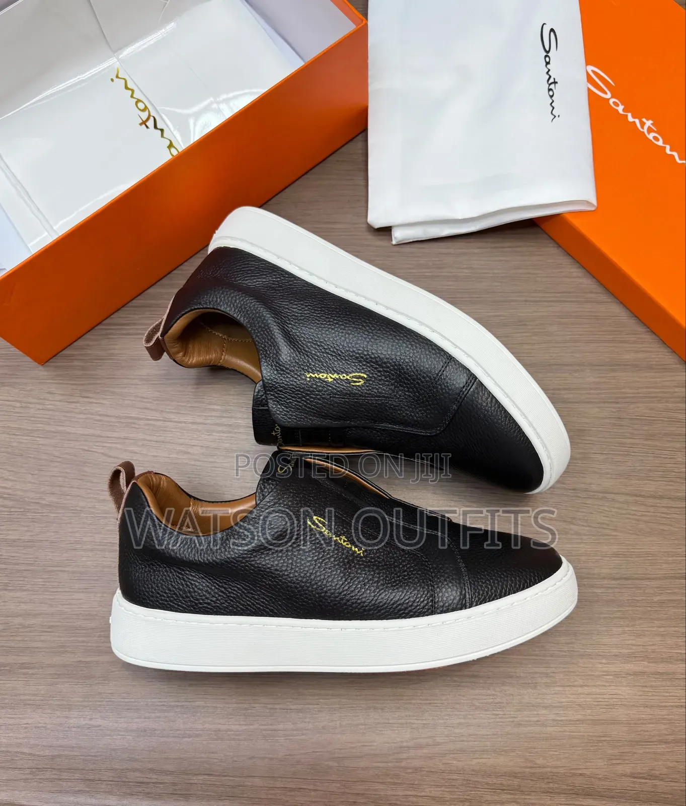 Men's Leather Shoes Santoni Brand Materials Quality and Original