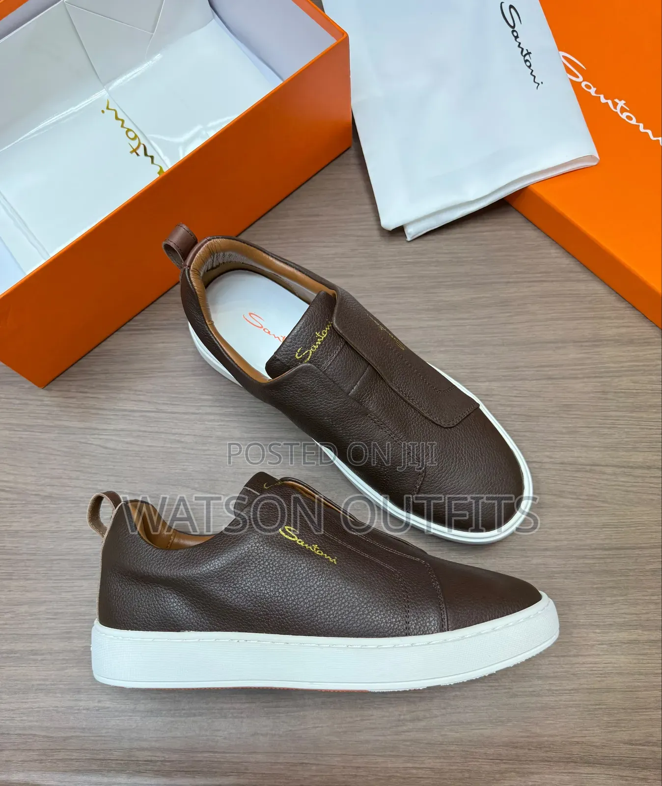Men's Leather Shoes Santoni Brand Materials Quality and Original