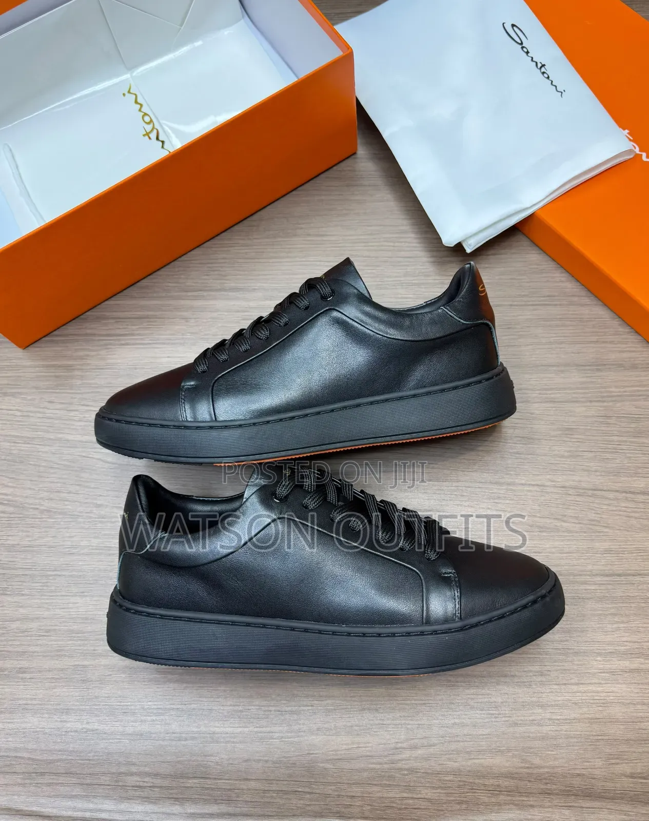 Men's Leather Shoes Santoni Brand Materials Quality and Original
